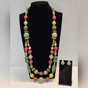 Colorful Beaded Necklace and Earring Set